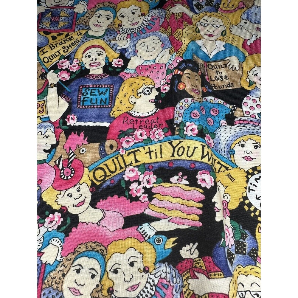 Quilting Ladies Fabric Mary Lou Weidman In the Beginning Remnant 83” x 45”